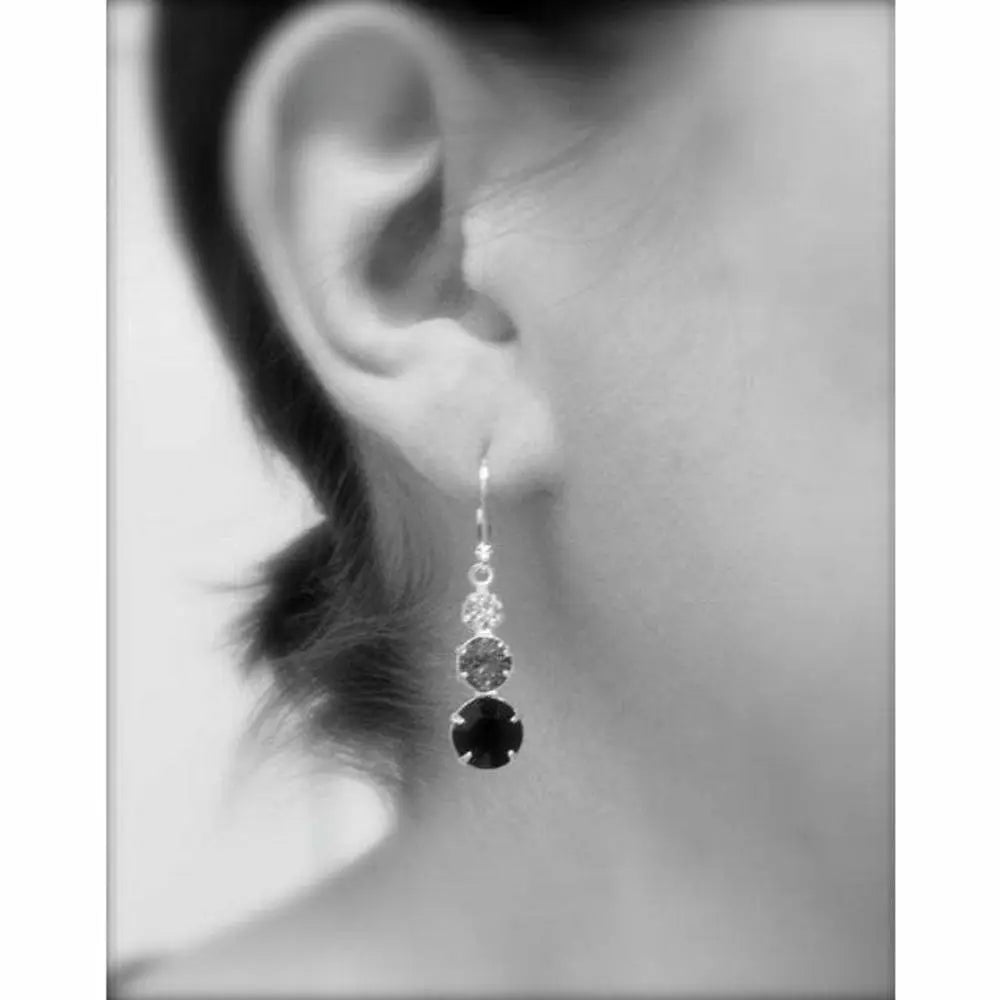 Black Crystal Triple Earrings LoveYourBling