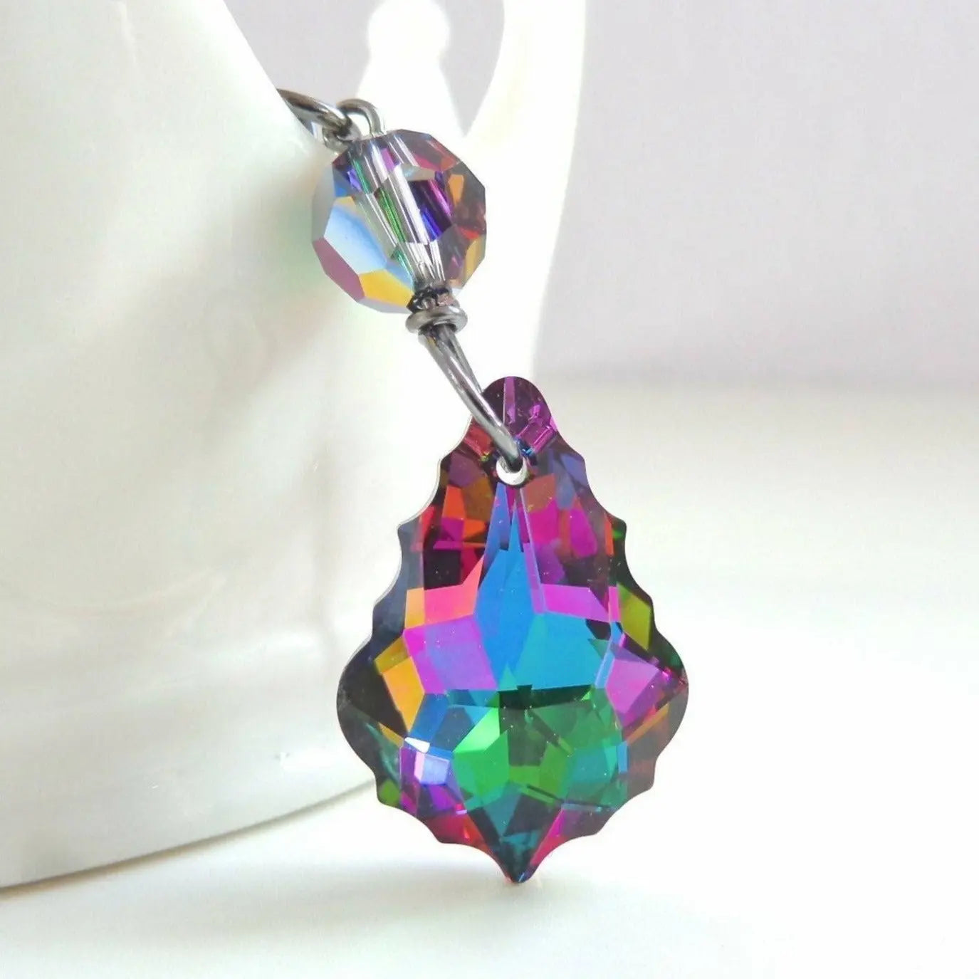 Electric Crystal Baroque Necklace on Gun Metal LoveYourBling