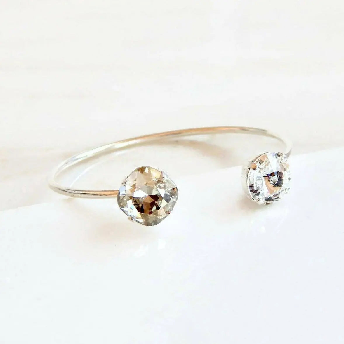 Clear crystal silver open cuff bracelet LoveYourBling