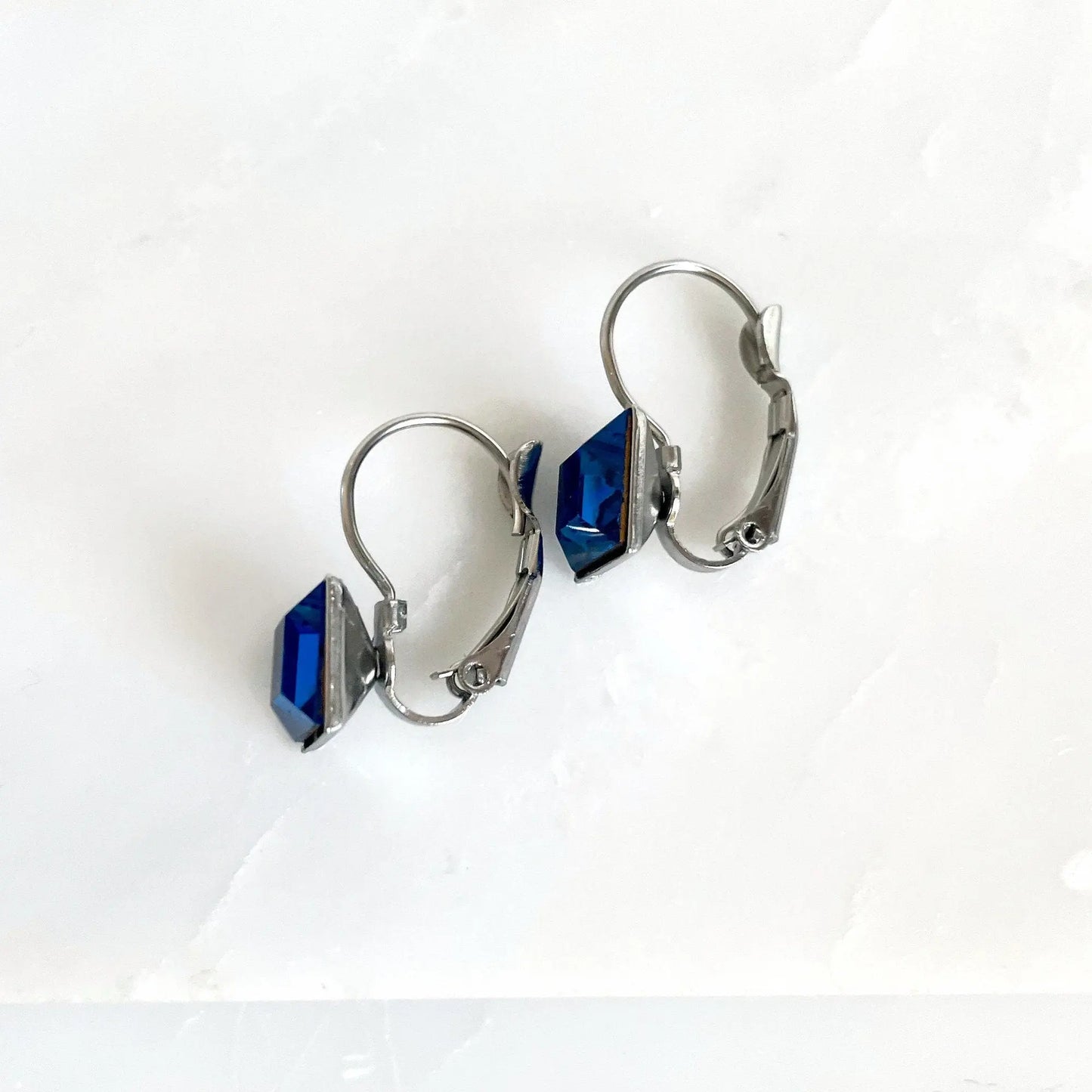 Vintage crystal square earrings pink or blue LoveYourBling