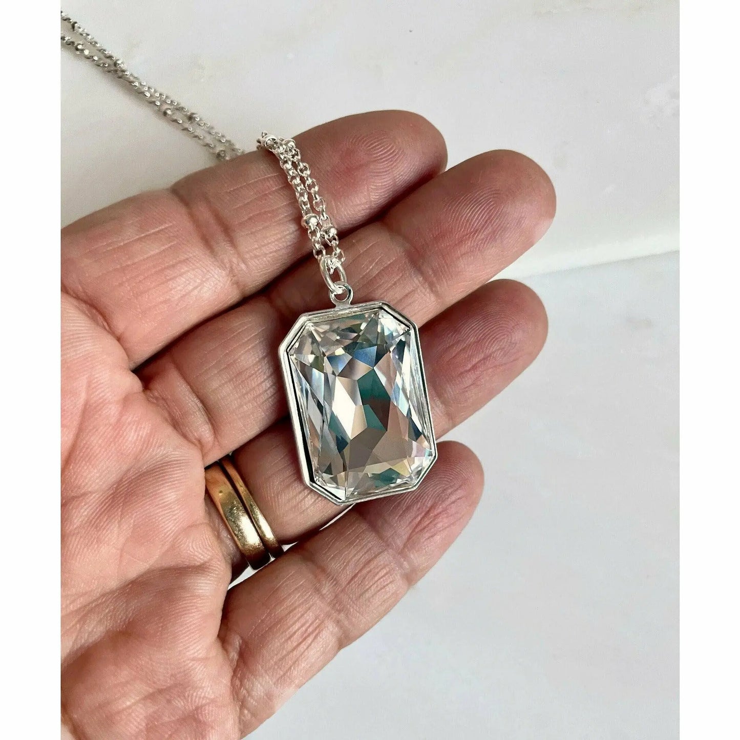 Large clear crystal pendant LoveYourBling