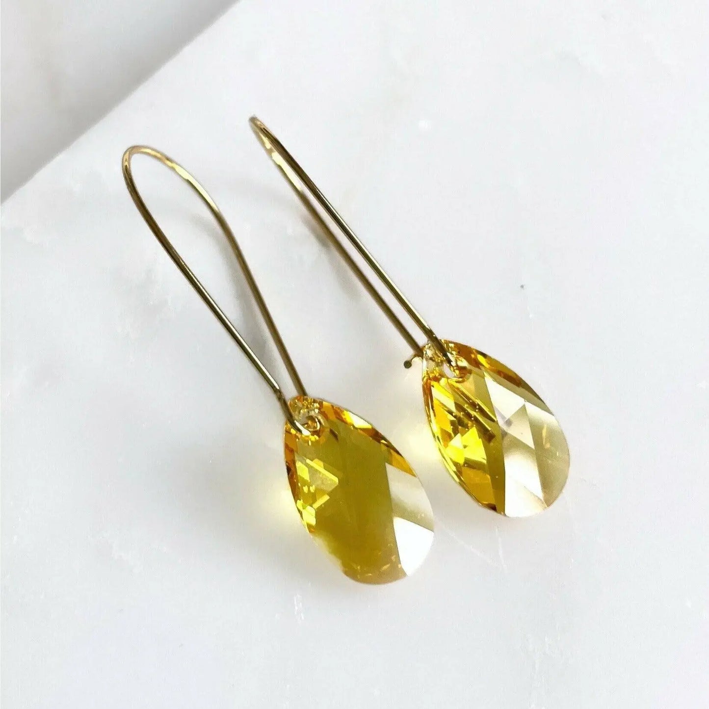 Long yellow topaz crystal earrings LoveYourBling