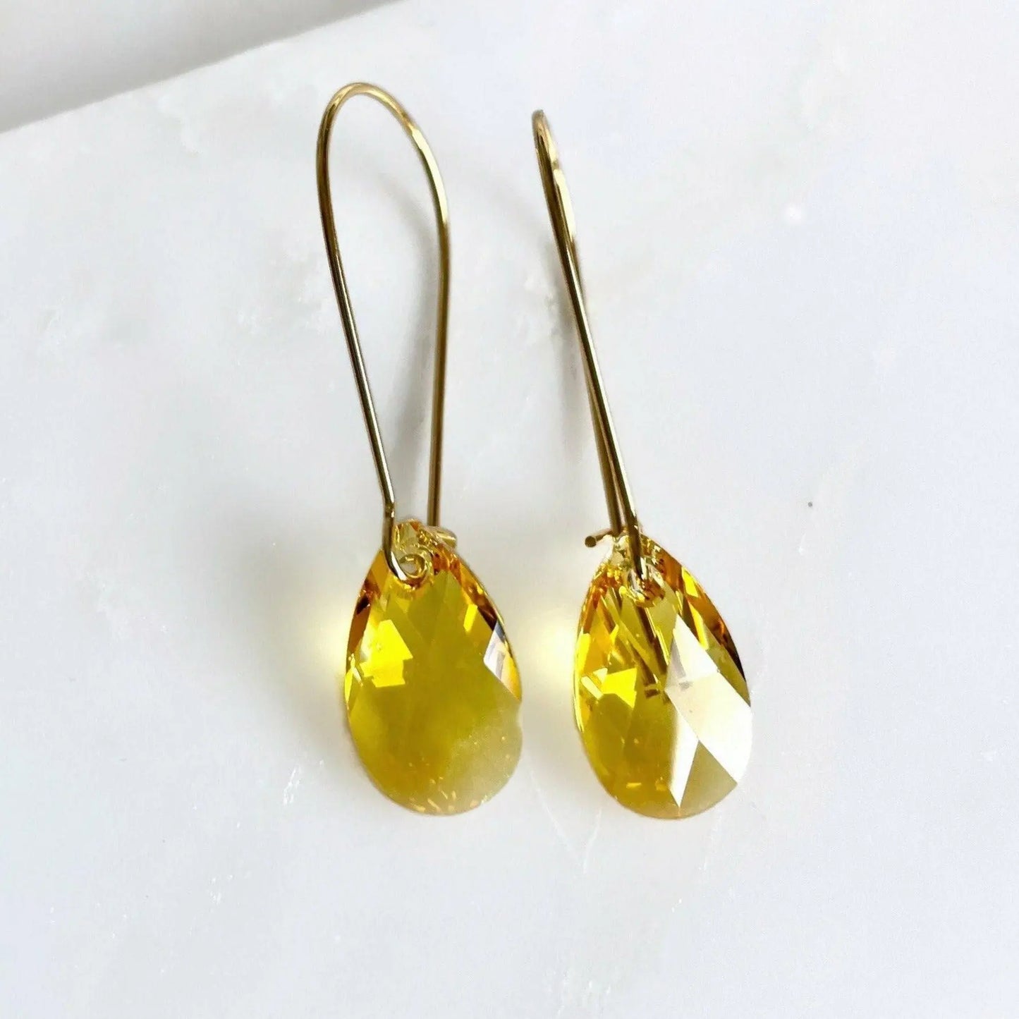 Long yellow topaz crystal earrings LoveYourBling