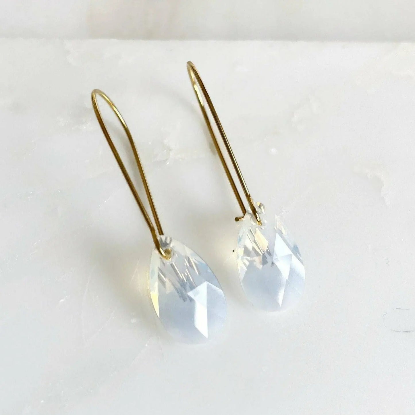 Long white opal crystal earrings LoveYourBling