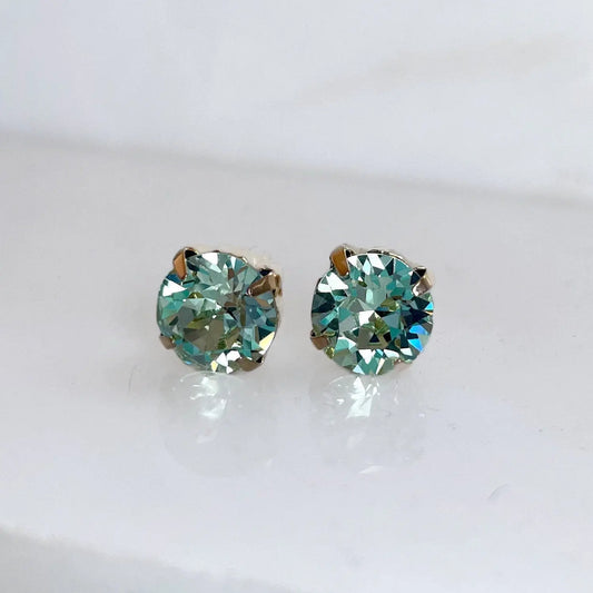 Mint green round crystal stud earring LoveYourBling