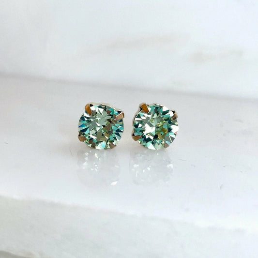Mint green round crystal stud earring LoveYourBling