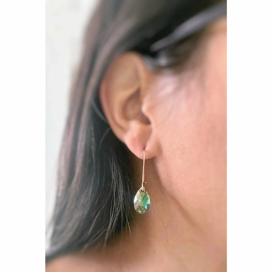 Luminous green crystal earrings on rose gold LoveYourBling