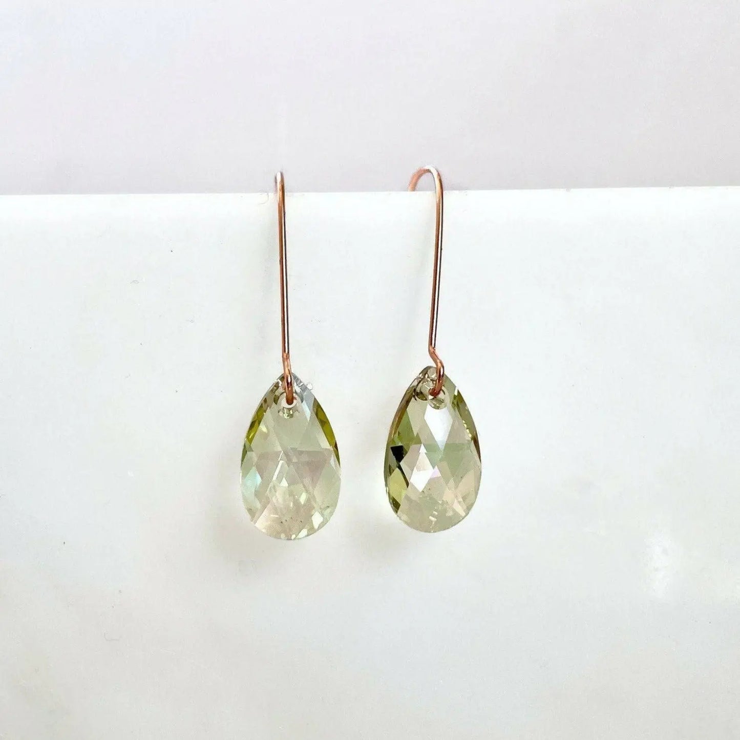 Luminous green crystal earrings on rose gold LoveYourBling