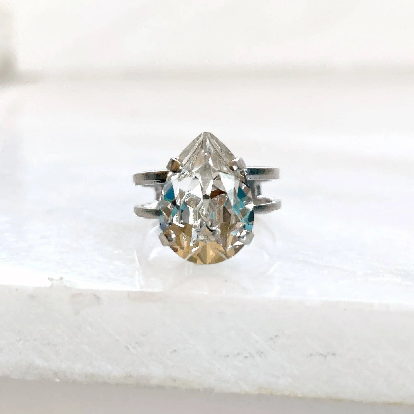 Clear pear crystal ring LoveYourBling
