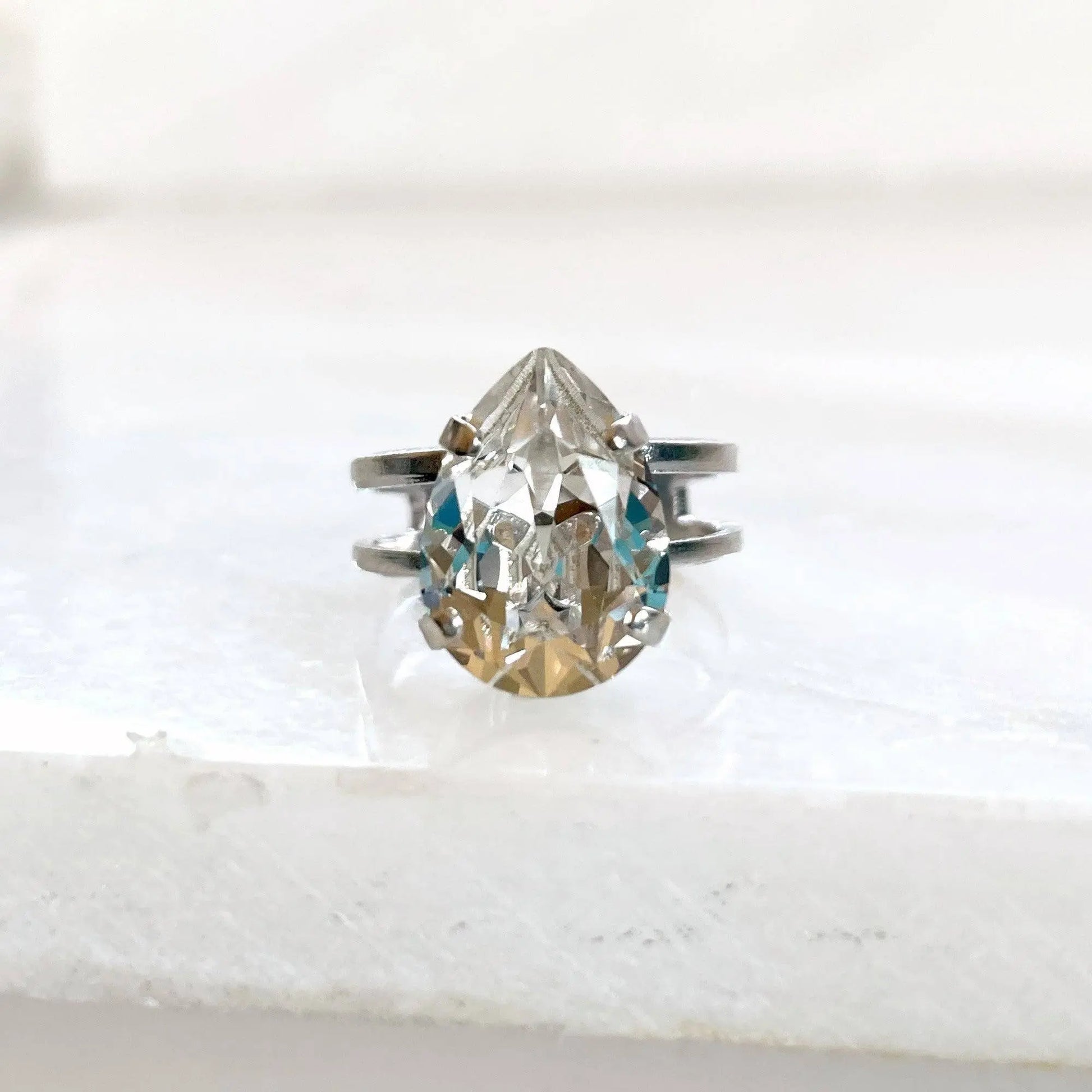 Clear pear crystal ring LoveYourBling