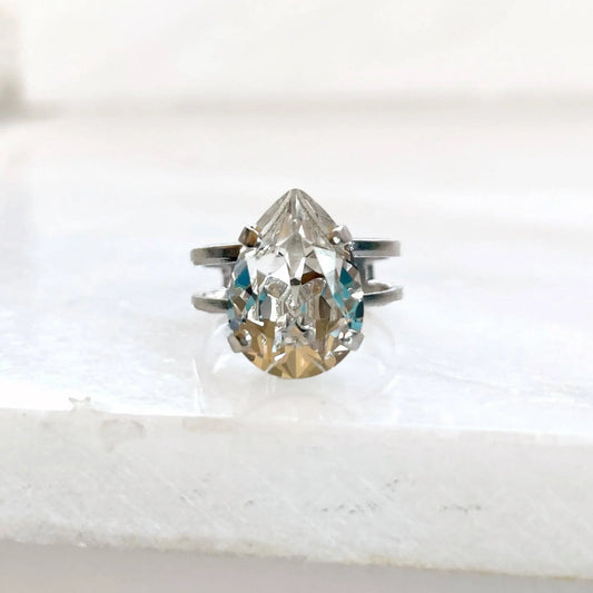 Clear pear crystal ring LoveYourBling