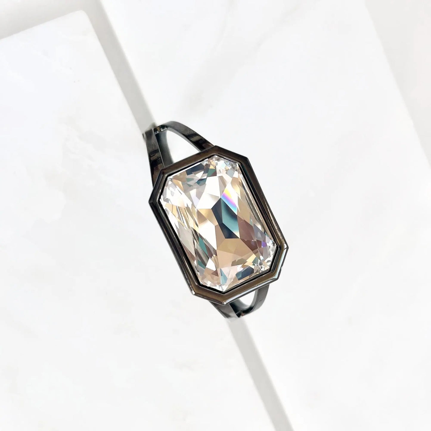 Gunmetal large crystal cuff bracelet LoveYourBling