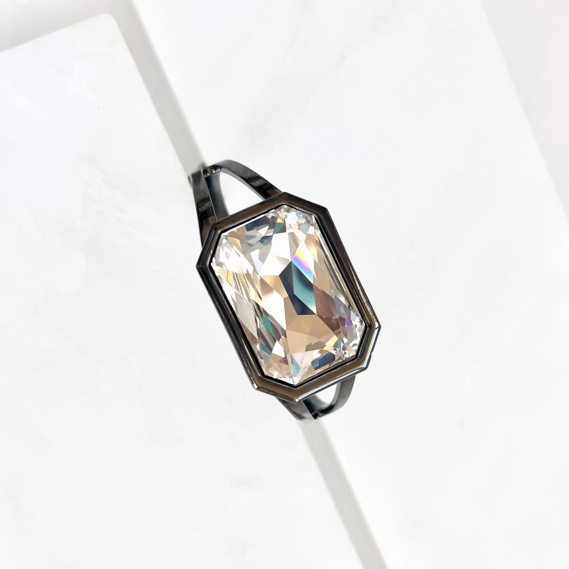 Gunmetal large crystal cuff bracelet LoveYourBling