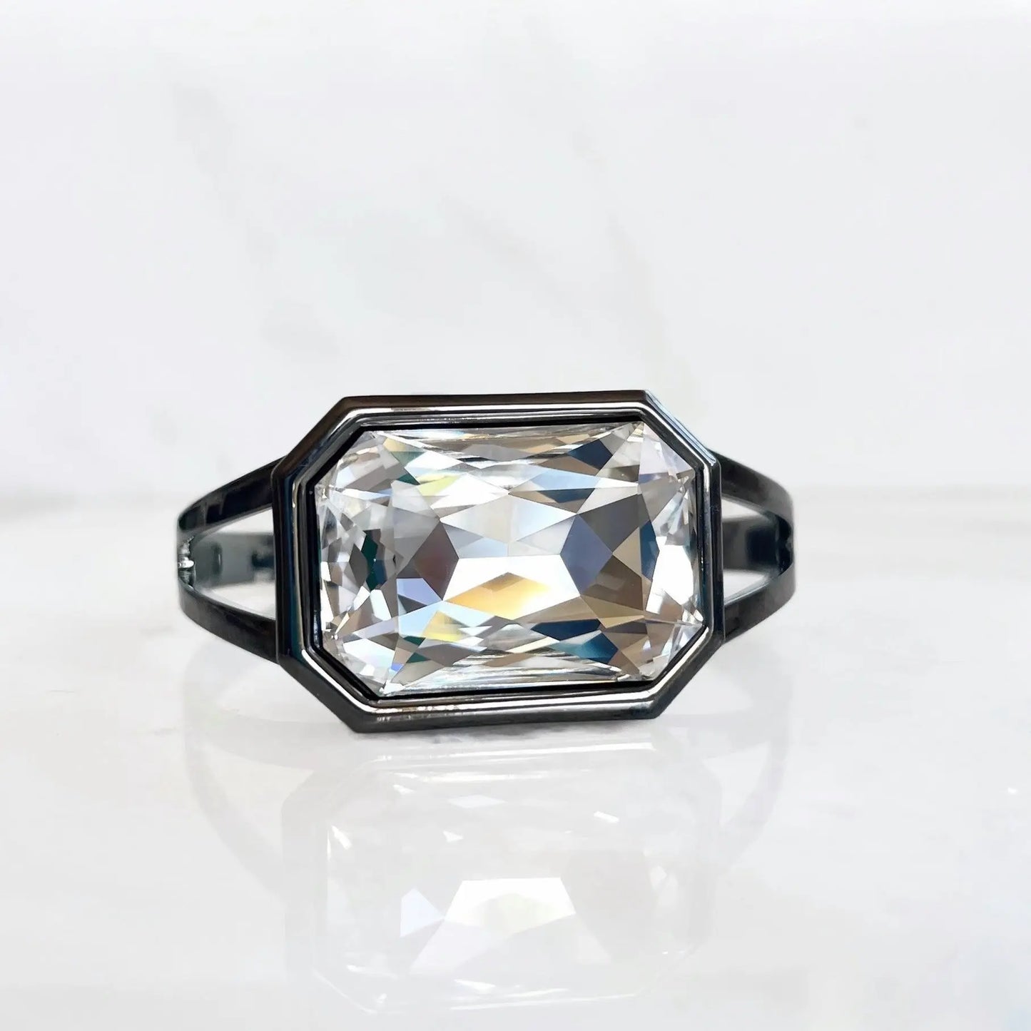 Gunmetal large crystal cuff bracelet LoveYourBling
