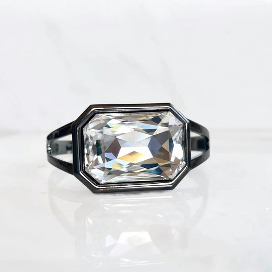 Gunmetal large crystal cuff bracelet LoveYourBling
