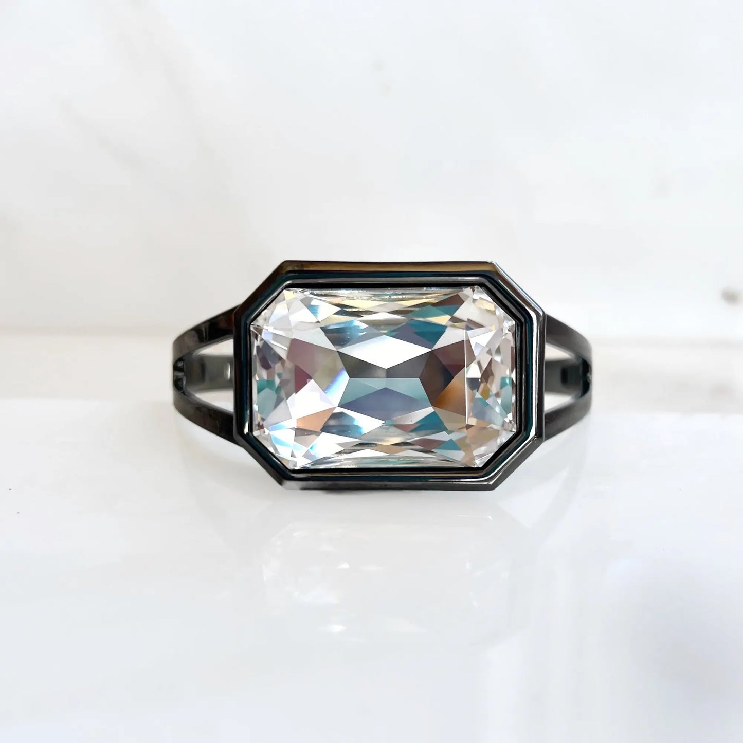 Gunmetal large crystal cuff bracelet LoveYourBling