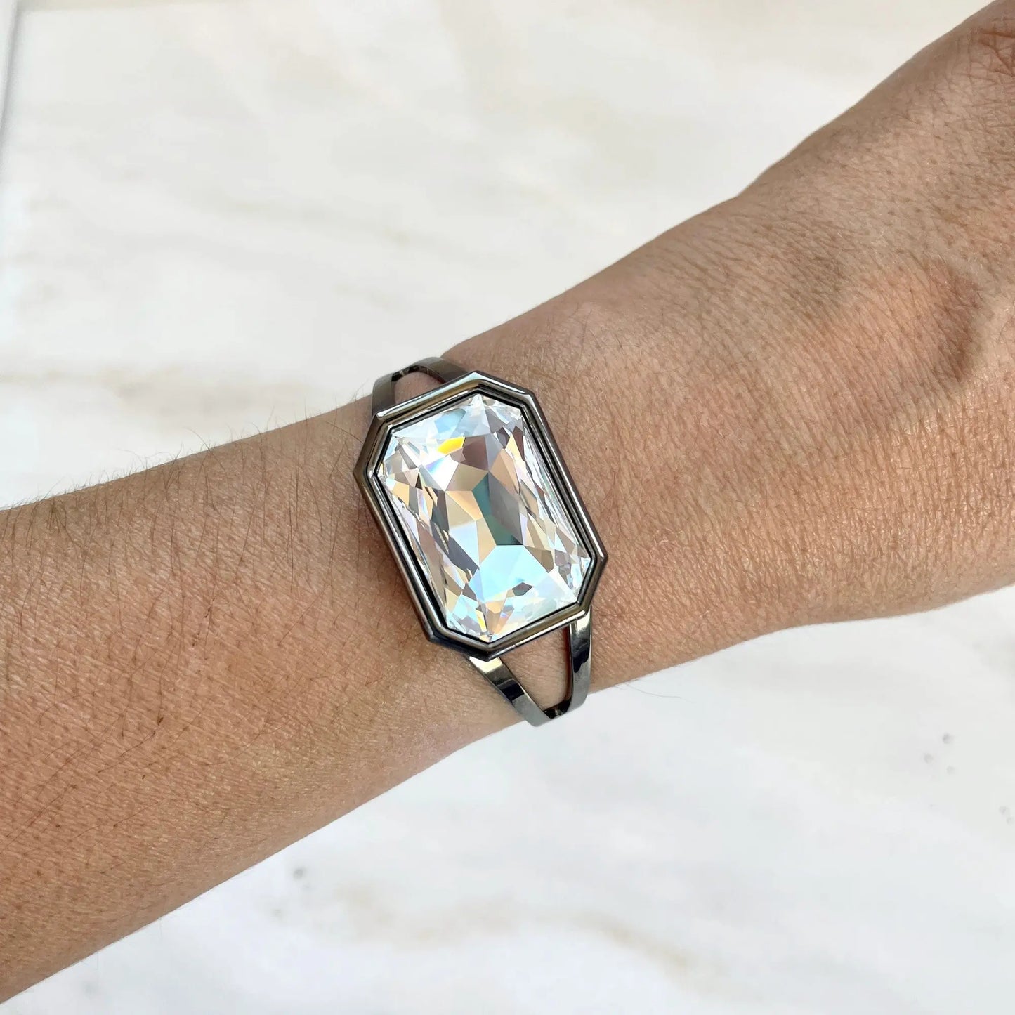 Gunmetal large crystal cuff bracelet LoveYourBling