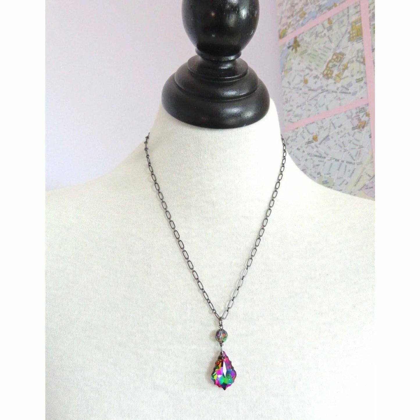 Electric Crystal Baroque Necklace on Gun Metal LoveYourBling