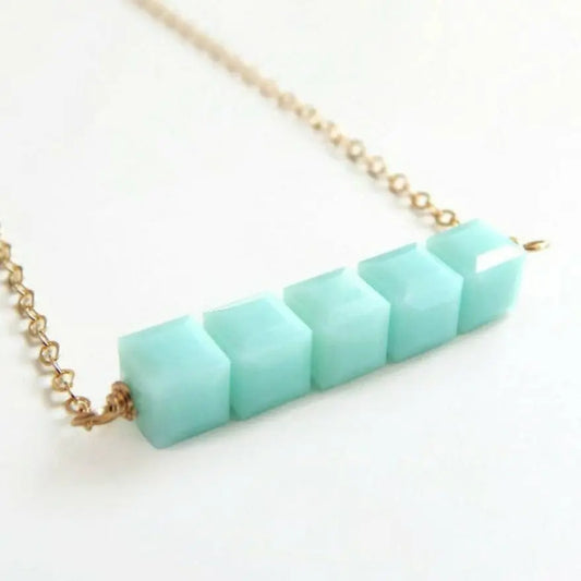 Mint green crystal bar necklace LoveYourBling