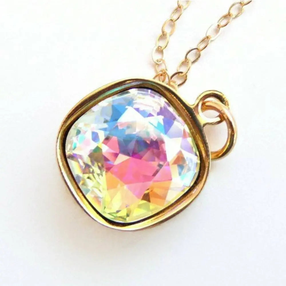 Rainbow square crystal necklace LoveYourBling