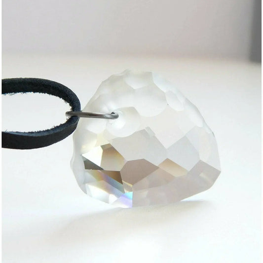 Rock crystal pendant on black leather necklace LoveYourBling
