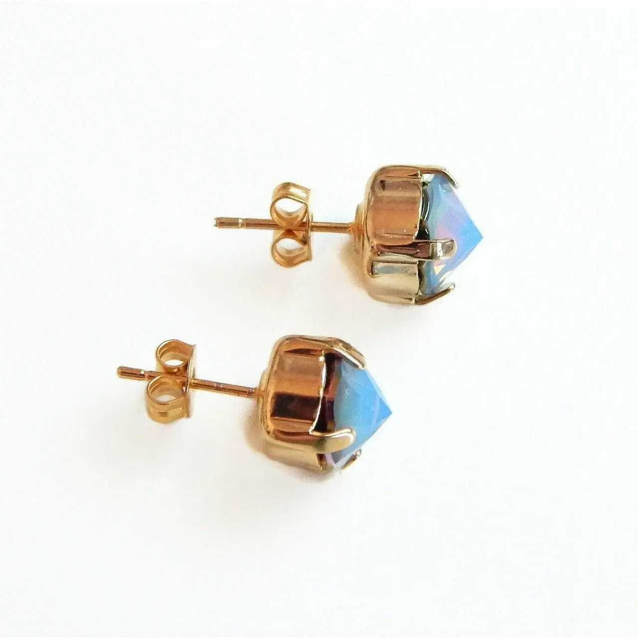 Blue opal pointed crystal post earrings LoveYourBling
