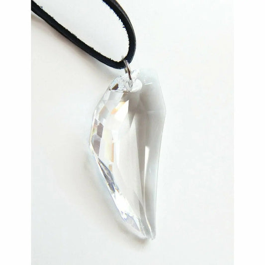 Pegasus wing crystal pendant on black leather necklace LoveYourBling
