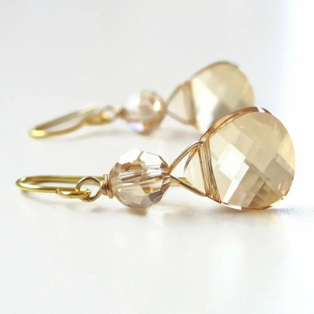 Gold crystal briolette earrings LoveYourBling