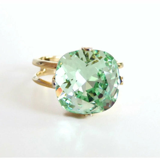 Mint green crystal square cut ring LoveYourBling