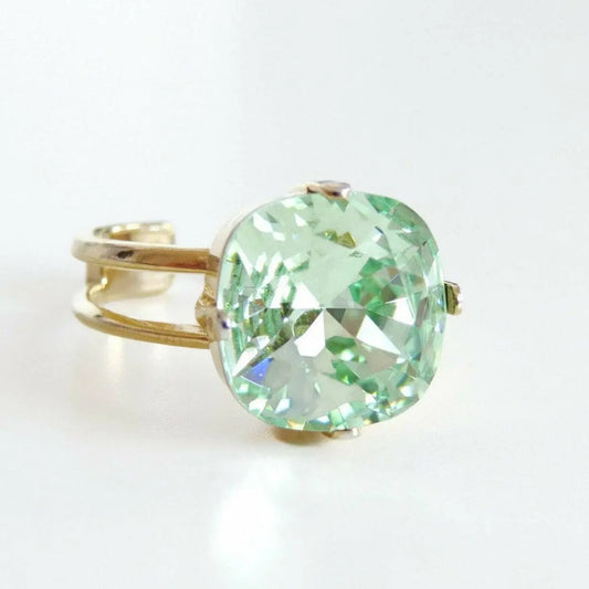 Mint green crystal square cut ring LoveYourBling