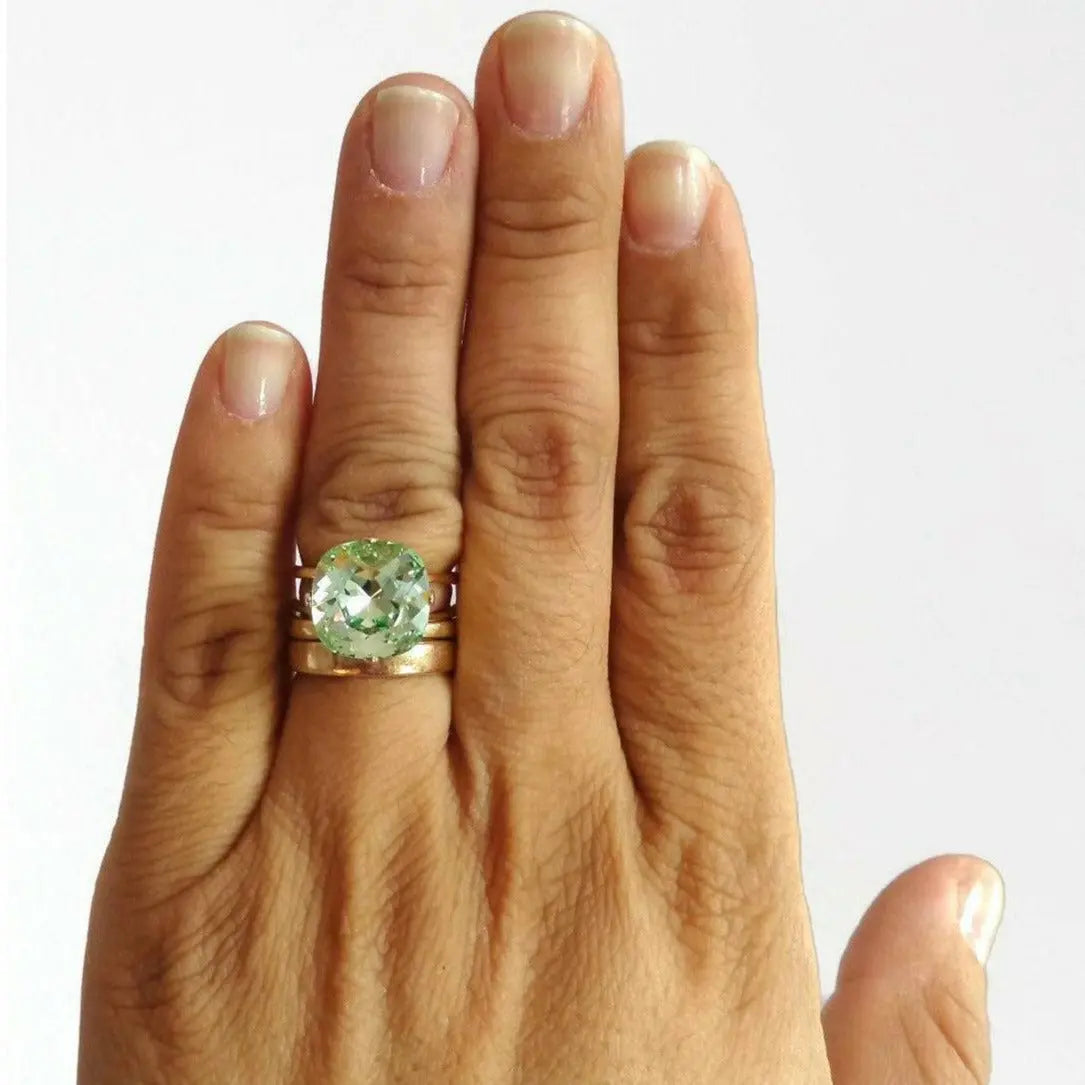 Mint green crystal square cut ring LoveYourBling