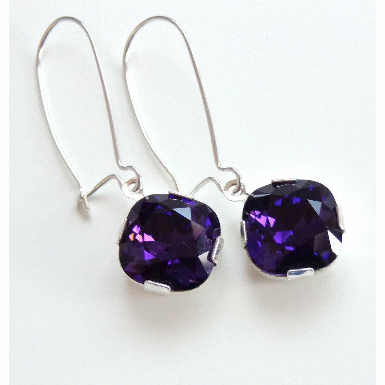 Royal Purple Crystal Dangle Earrings