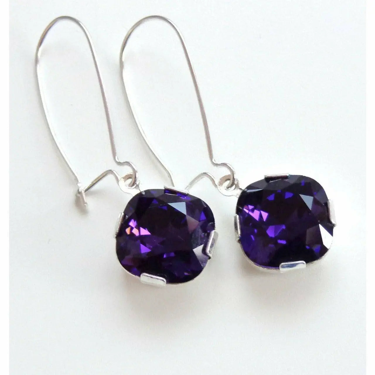 Royal Purple Crystal Dangle Earrings LoveYourBling