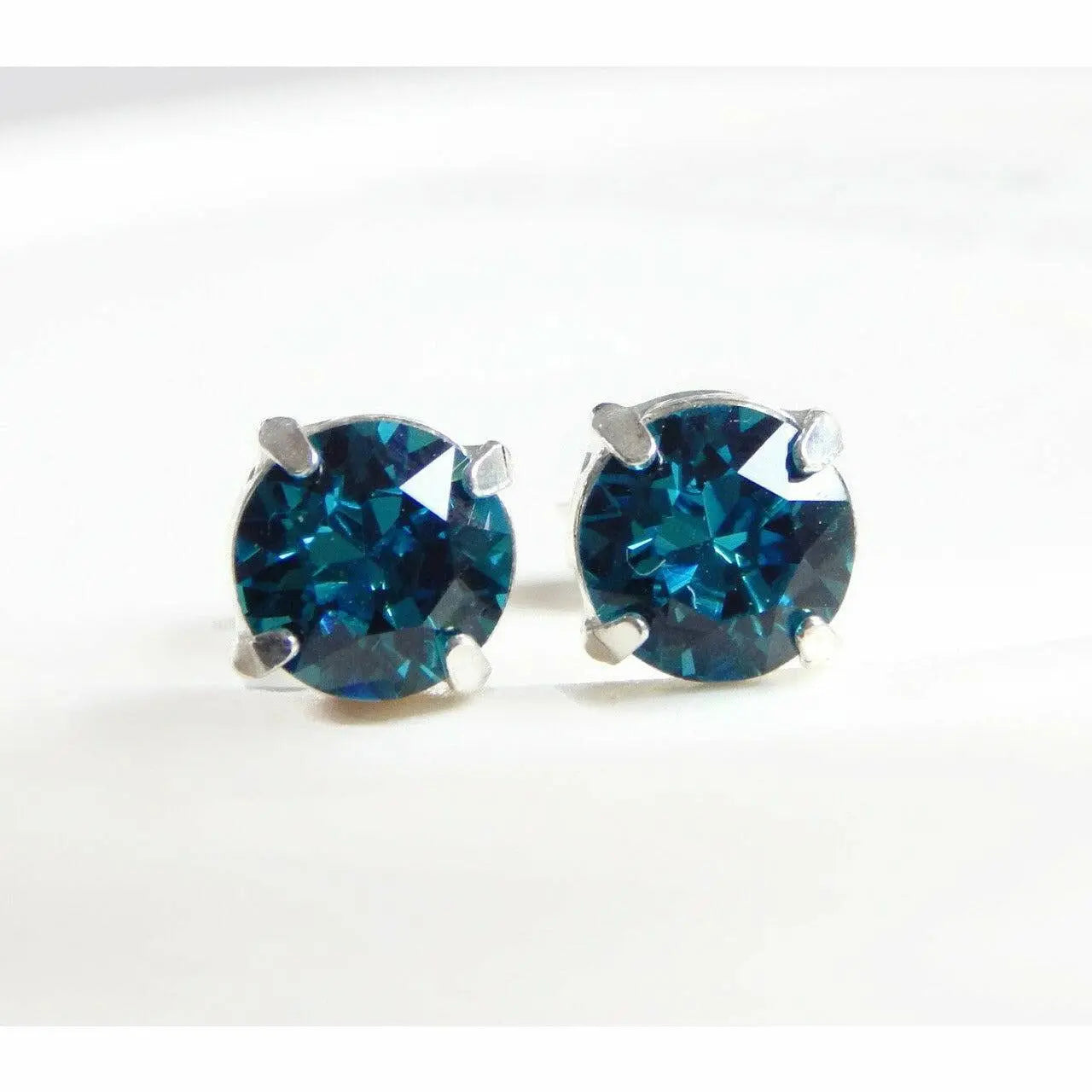 Teal Blue Crystal Post Earrings LoveYourBling