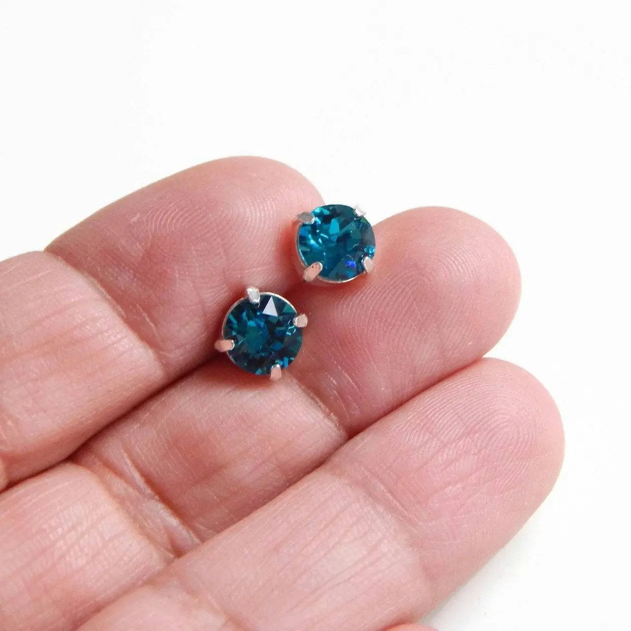 Teal Blue Crystal Post Earrings LoveYourBling