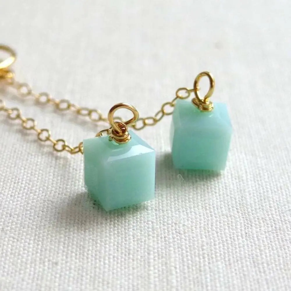 Mint Green Cube Earrings LoveYourBling