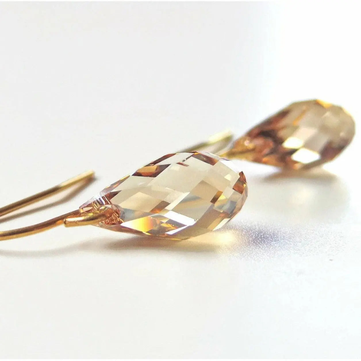 Gold crystal teardrop briolette earrings LoveYourBling
