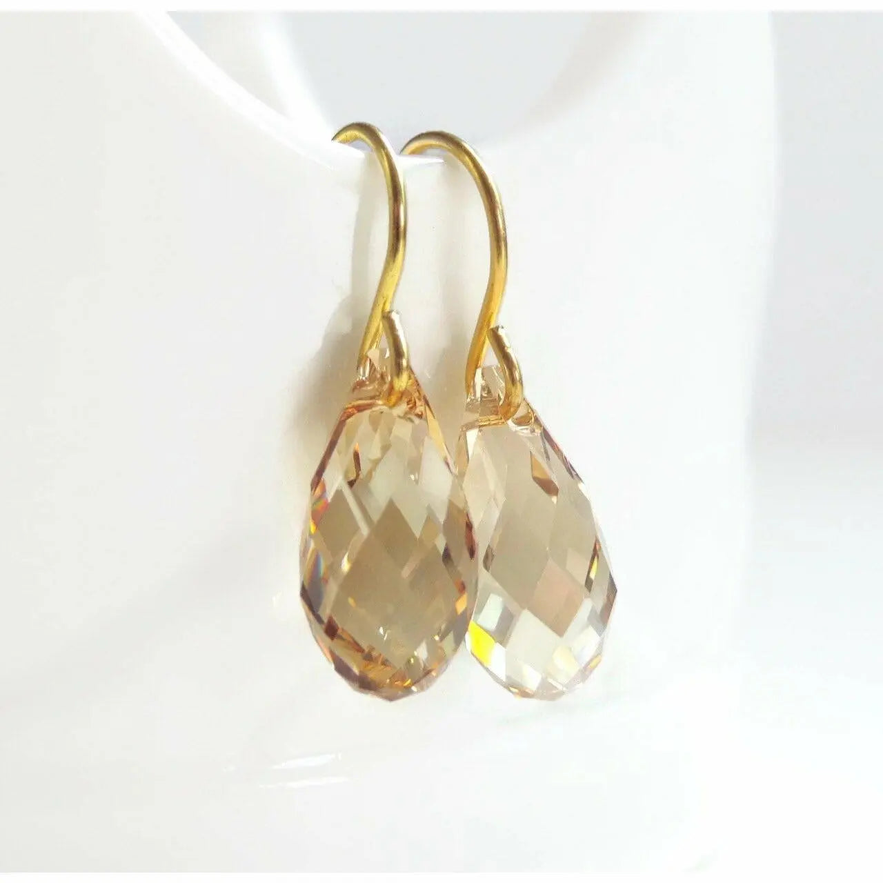 Gold crystal teardrop briolette earrings LoveYourBling