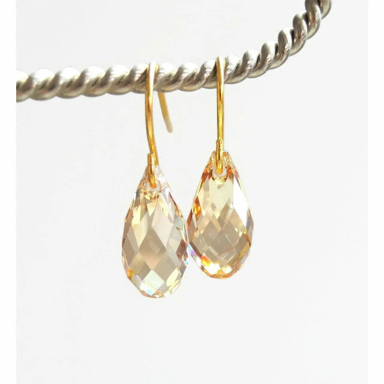 Gold crystal teardrop briolette earrings LoveYourBling