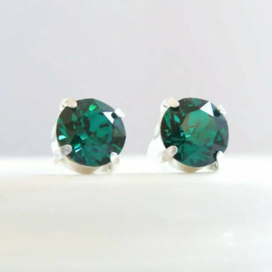Emerald earrings round posts LoveYourBling