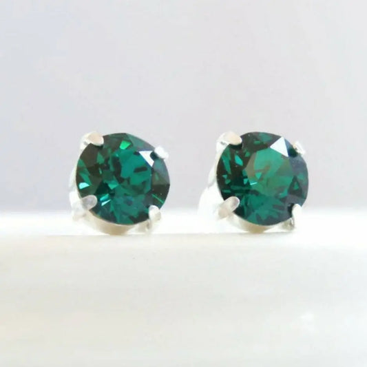 Emerald earrings round posts LoveYourBling