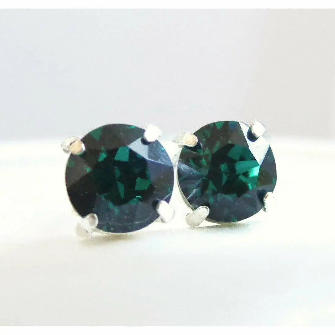 Emerald earrings round posts LoveYourBling