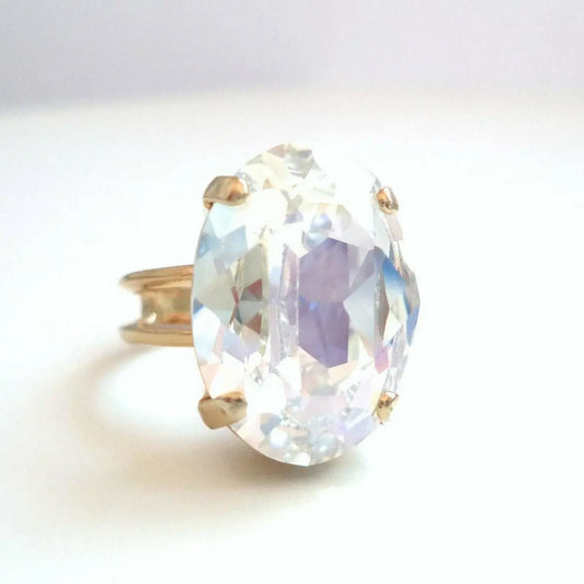 Moonlight Oval Crystal Cocktail Ring LoveYourBling