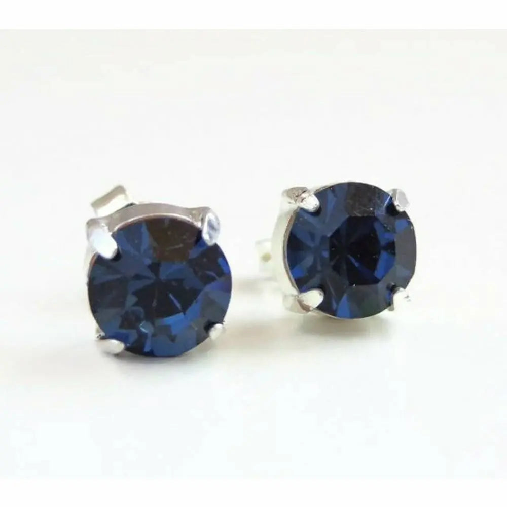 Navy blue round post earrings LoveYourBling