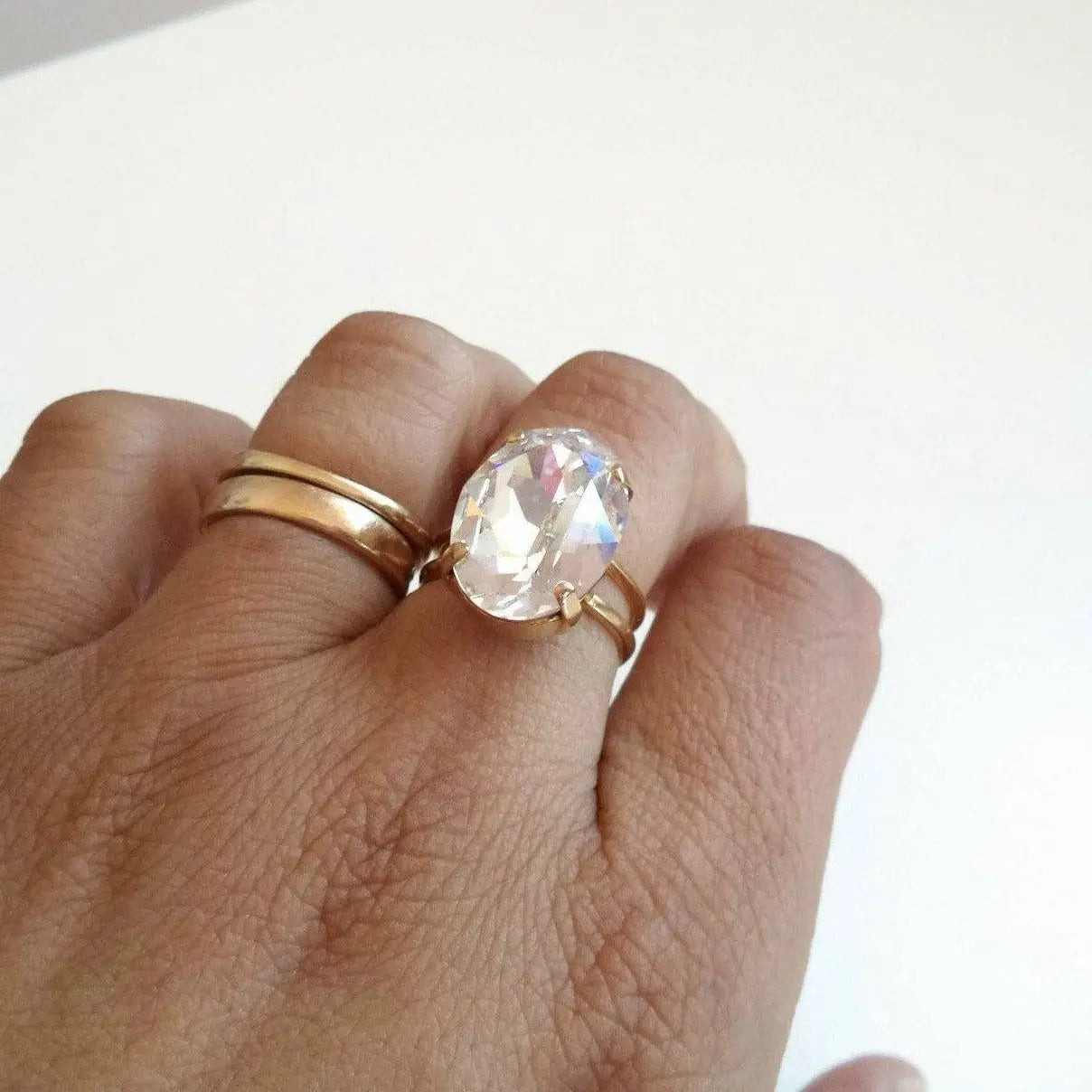 Moonlight Oval Crystal Cocktail Ring LoveYourBling