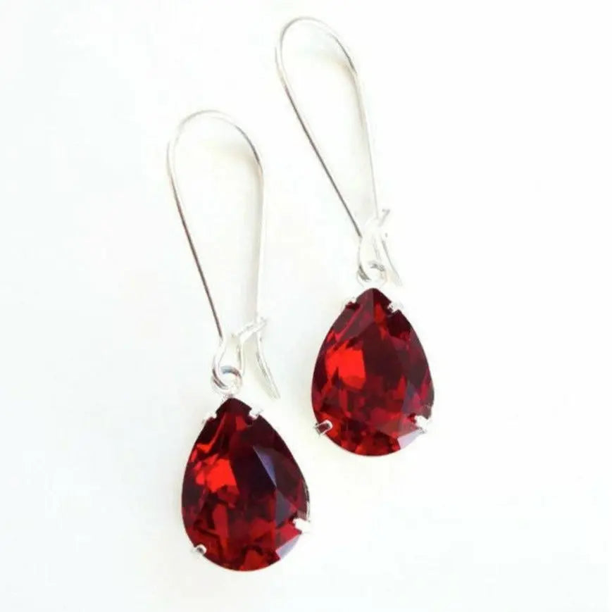 Red Crystal Pear Drop Earrings LoveYourBling