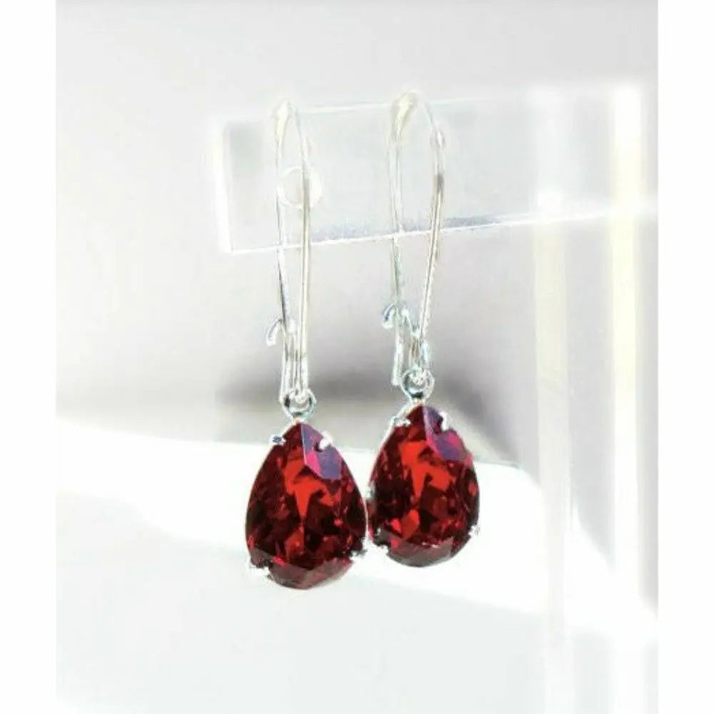 Red Crystal Pear Drop Earrings LoveYourBling