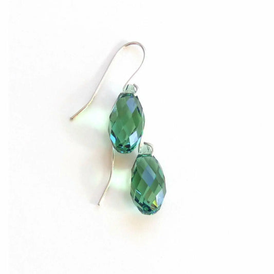 Erinite Green Teardrop Crystal Briolette Earrings LoveYourBling