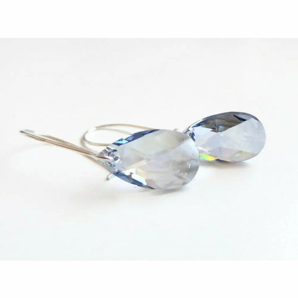 Long blue crystal teardrop earrings LoveYourBling