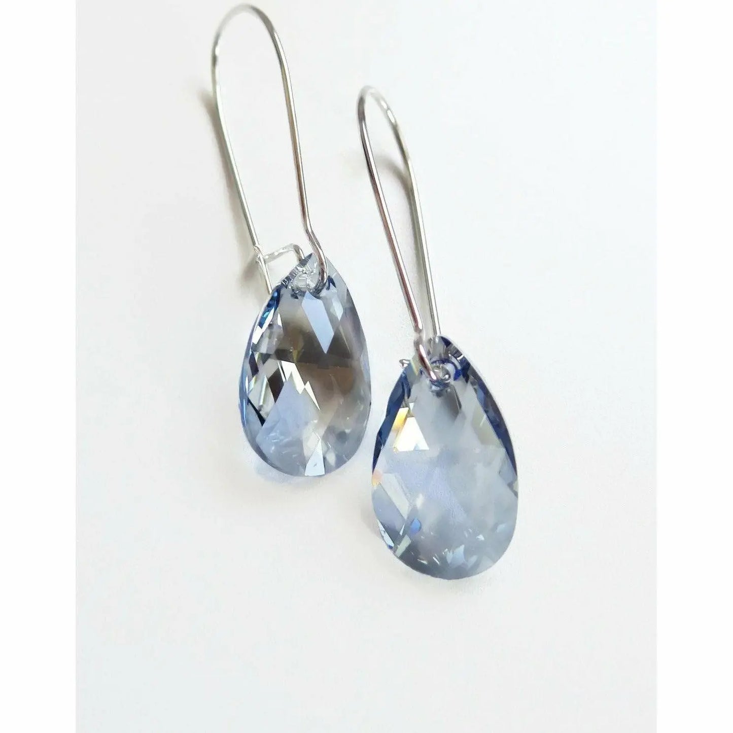 Long blue crystal teardrop earrings LoveYourBling